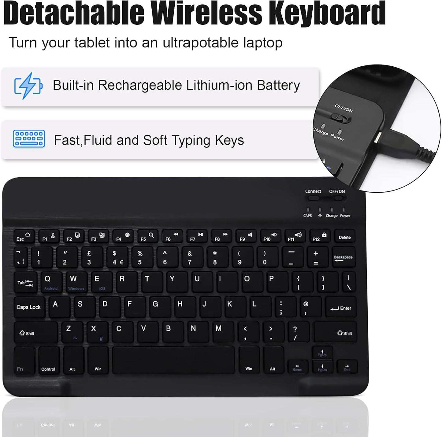 Hi-Lite Essentials iPad Cover with Keyboard for iPad Air 13 inch M2 2024, Keyboard Case for iPad Pro 12.9 6th/5th Generation, Wireless Detachable Keyboard- with Pencil Holder for New iPad Air 13-inch/iPad Pro 12.9