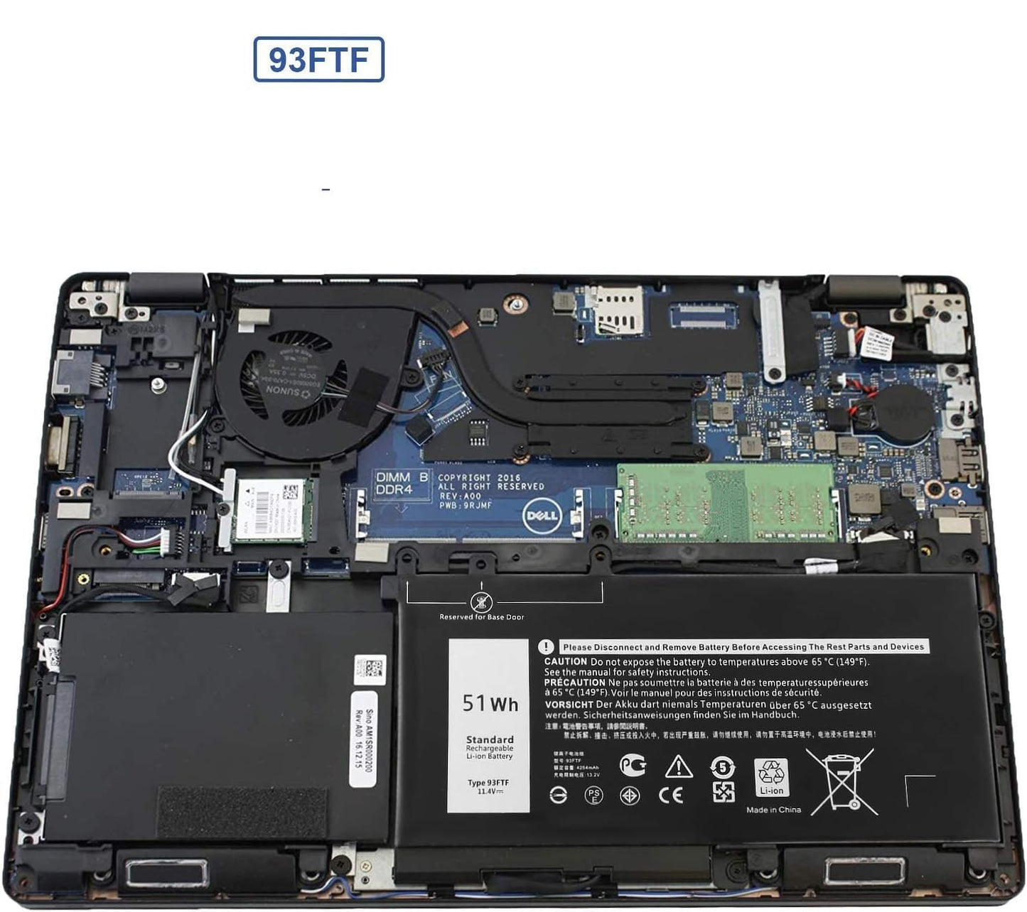 OEM Dell 93FTF Laptop Battery Compatible for Dell Latitude 5280 5590 5288 5290 5488 E5288 D4CMT 4YFVG 83XPC DV9NT 00JWGP 0DJWGP FPT1C GD1JP GJKNX Laptop Battery
