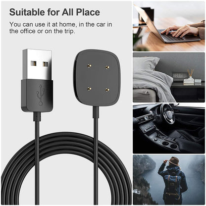 Hi-Lite Essentials Charger Dock Cable Compatible with Fitbit Sense/Versa 3 - Black