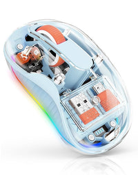 Transparent Wireless Mouse, Tri-Mode (Dual Bluetooth+2.4GHz), USB-C Receiver Ideal for MacBook/Laptops/PC, Rechargeable, Portable, Silent, Clear Mice for Business Trips & Office