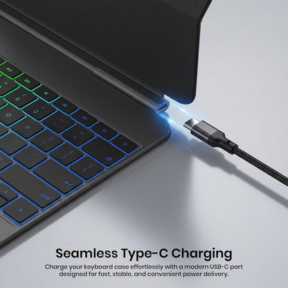 Magic Keyboard Case for iPad Pro 11 M5 2025 & M4 2024 | RGB Backlit with All Gesture Trackpad | Rechargeable, Bluetooth, Auto Sleep/Wake, Cantilever Design | (NOT fit Pro 11(4th/3rd/2nd/1st),A16/10th/ Air 11)