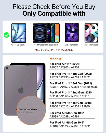 Hi-Lite Essentials iPad Cover Case with Keyboard for iPad Air 11 (M3/M2, 2025/2024), Pro 11 (4th/3rd/2nd/1st Gen) & iPad Air 5th/4th with Multi Viewing Angle, PU Leather, Magnetic Detachable Wireless Keyboard case, Pencil Holder