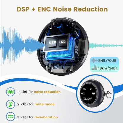 Koosda Wireless Magnetic Clip Button Microphone with ENC for YouTube | Dual Wireless Mic for iPhone & Android, 40H Battery, Noise Reduction Lavalier Mic for Video Recording, Singing, Interviews, Vlogs