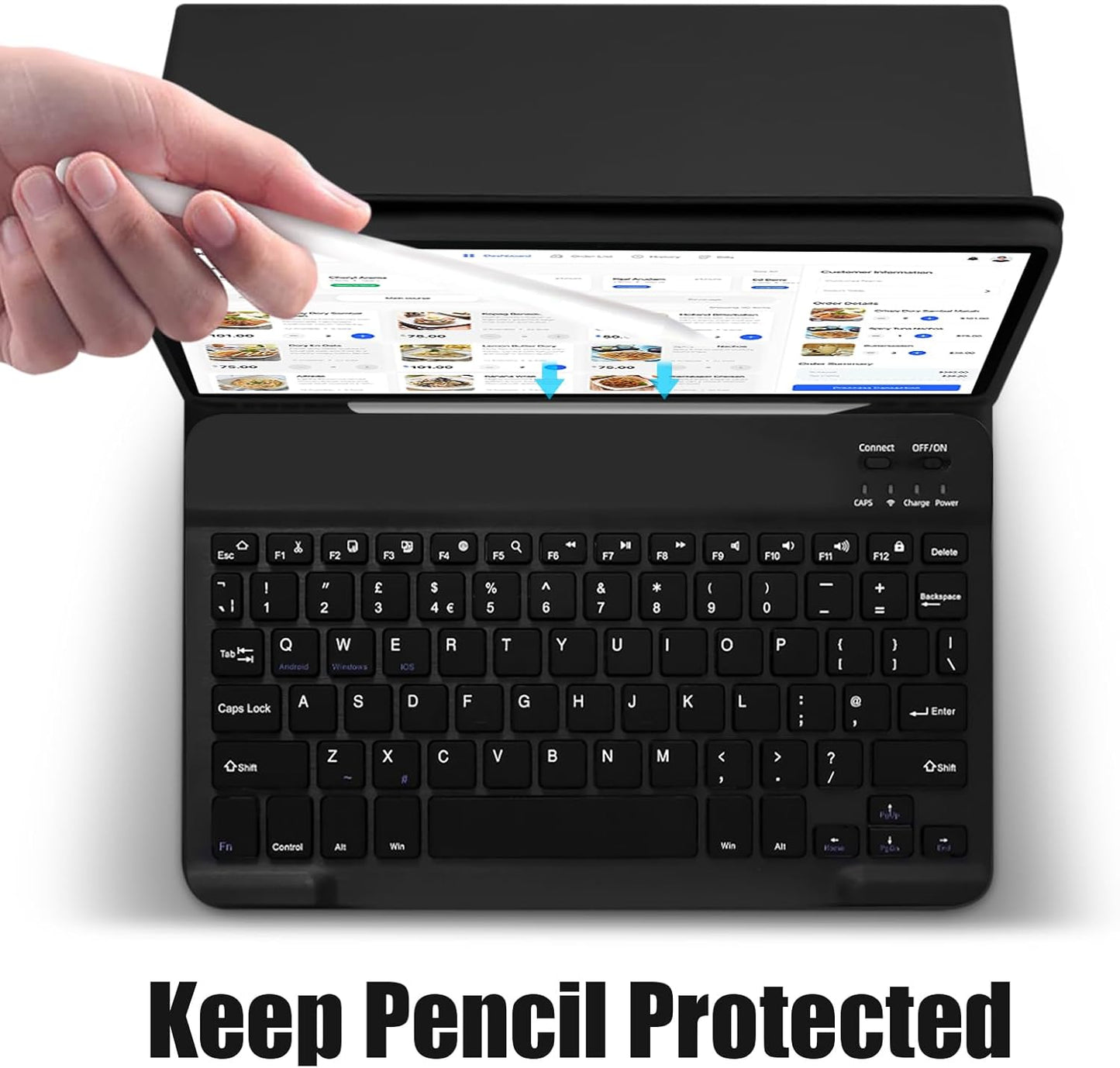 Hi-Lite Essentials iPad Cover with Keyboard for iPad Air 13 inch M2 2024, Keyboard Case for iPad Pro 12.9 6th/5th Generation, Wireless Detachable Keyboard- with Pencil Holder for New iPad Air 13-inch/iPad Pro 12.9