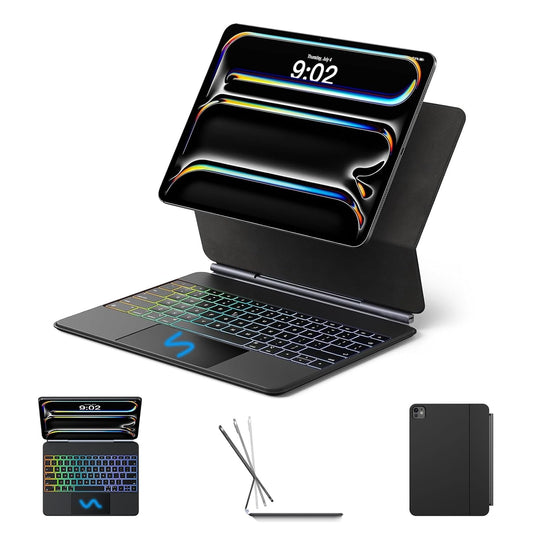 Magic Keyboard Case for iPad Pro 11 M5 2025 & M4 2024 | RGB Backlit with All Gesture Trackpad | Rechargeable, Bluetooth, Auto Sleep/Wake, Cantilever Design | (NOT fit Pro 11(4th/3rd/2nd/1st),A16/10th/ Air 11)