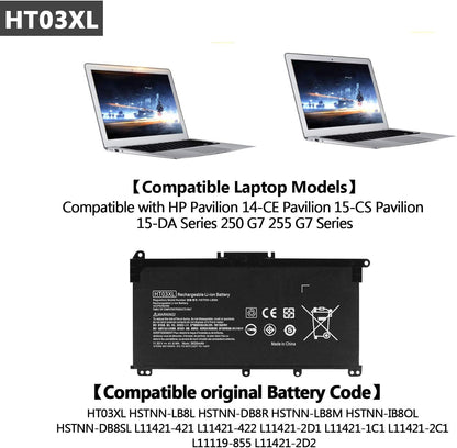 OEM Laptop Battery HP HT03XL for Hp Pavilion Hstnn-15-Da0053Wm, 15-Da0002Dx, 14M-Dh1003Dx, 15-Da0012Dx, Db8R, Db8S, Ib80, Ib8O, Lb8L, Lb8M, Ht03Xl