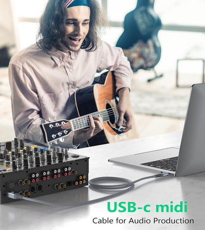 USB Type-C to USB B Printer Cable Nylon Braided for MacBook Pro/Air, Digital Piano MIDI Controller, HP Epson Canon Brother Lexmark Printers and Scanner