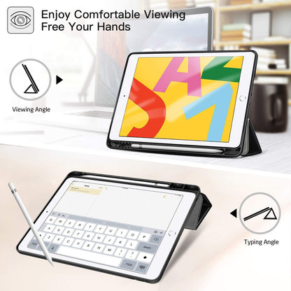 Smart Flexible Trifold Flip Stand Case Cover with Pencil Holder for New iPad 9.7 inch 2018/2017 6th/5th Generation - Black
