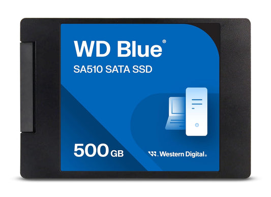 Western Digital WD Blue SA510 SATA 500GB, Up to 560MB/s, 2.5 Inch/7 mm, 5Y Warranty, Internal Solid State Drive (SSD) (WDS500G3B0A) | Sata III 6GB per S, 2.5in/7mm, Read Up to 560MB per S, Write Up to 510MB per S, 200 Tbw, 5-Year Warranty