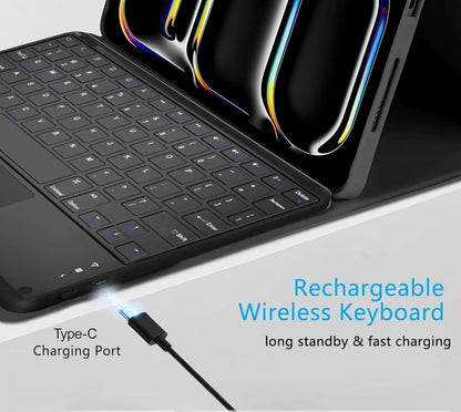 Hi-Lite Essentials iPad Cover Case with Keyboard Trackpad for iPad Air 11 (M3/M2, 2025/2024), Pro 11 (4th/3rd/2nd/1st Gen) & iPad Air 5th/4th with Multi Viewing Angle, PU Leather, Magnetic Detachable Wireless Keyboard case, Pencil Holder