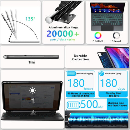 Magic Keyboard Case for Apple iPad Pro 13 inch 2024/2025 M4/M5 | RGB Backlit with All Gesture Trackpad | Rechargeable, Bluetooth, Auto Sleep/Wake, Cantilever Design