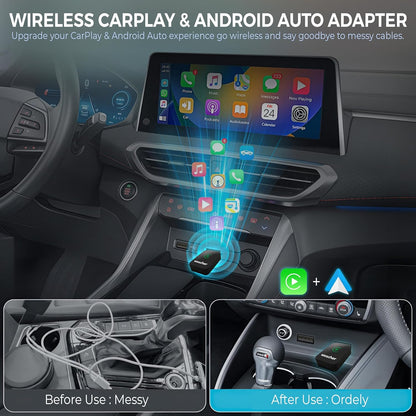 2 in 1 Airlink Wireless CarPlay Adapter | Android Auto Adapter for Car | Convert Wired to Wireless,Bluetooth Connectivity for Cars, OEM Installed Wired Android Auto/CarPlay (Black)
