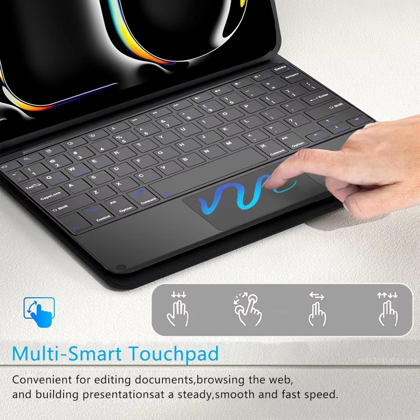 Hi-Lite Essentials iPad Cover Case with Keyboard Trackpad for iPad Air 11 (M3/M2, 2025/2024), Pro 11 (4th/3rd/2nd/1st Gen) & iPad Air 5th/4th with Multi Viewing Angle, PU Leather, Magnetic Detachable Wireless Keyboard case, Pencil Holder