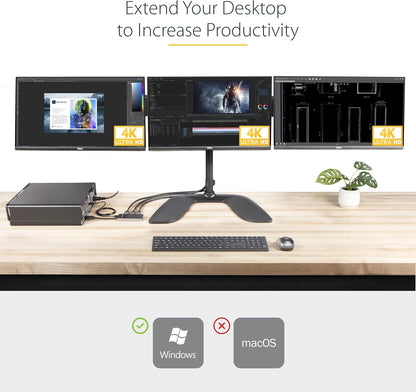 Original 3-Port DisplayPort 1.4 Splitter, DisplayPort to 3x DP Multi-Monitor Adapter, Triple 4K Computer MST Hub, USB Bus-Powered, Windows Only