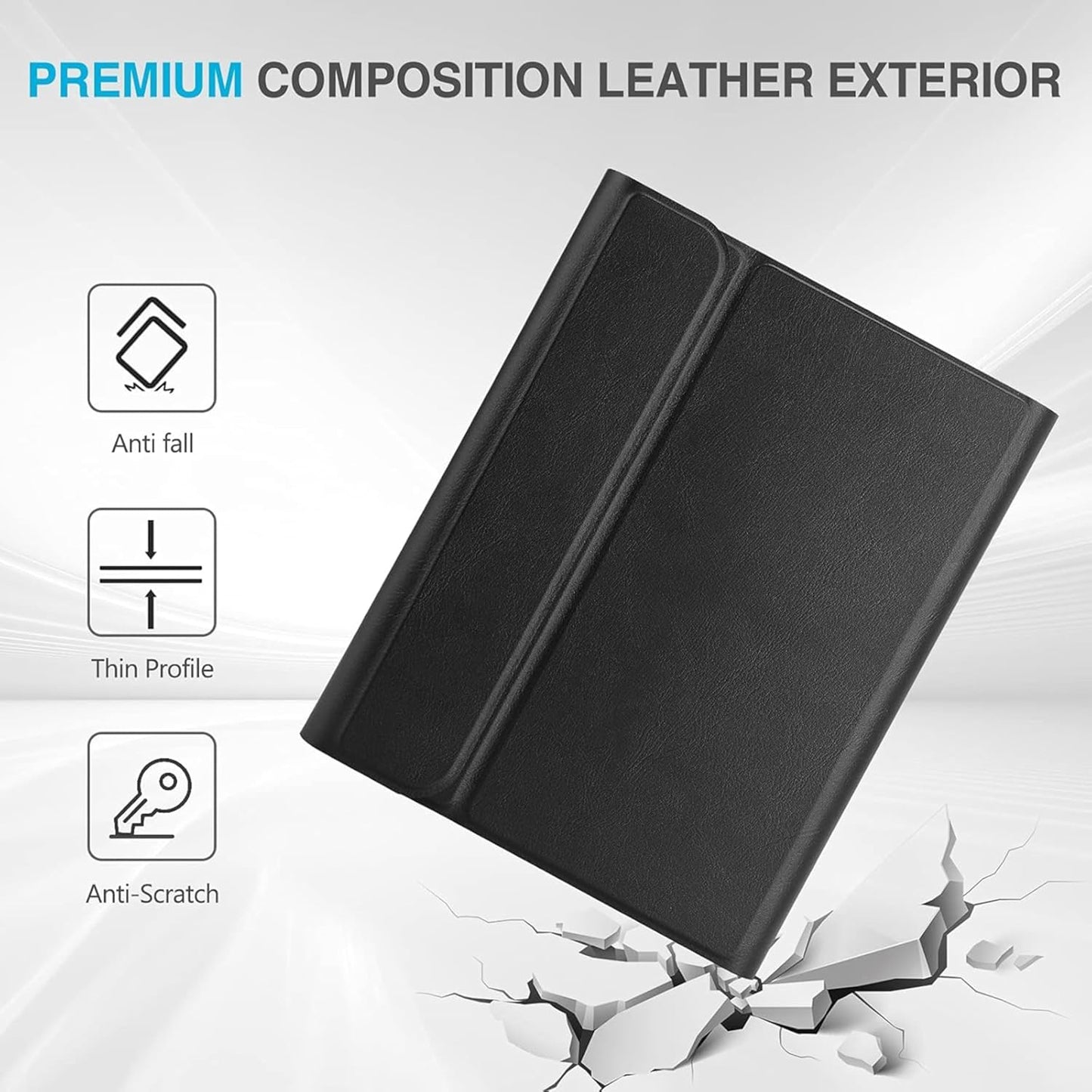 Hi-Lite Essentials iPad Cover Case with Keyboard Trackpad for iPad Air 11 (M3/M2, 2025/2024), Pro 11 (4th/3rd/2nd/1st Gen) & iPad Air 5th/4th with Multi Viewing Angle, PU Leather, Magnetic Detachable Wireless Keyboard case, Pencil Holder