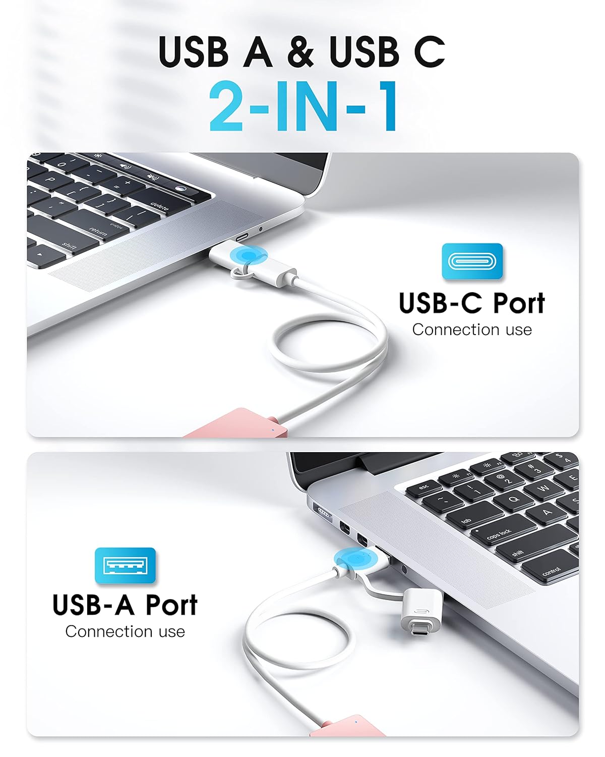 BYEASY USB Hub, USB 3.1 C to USB 3.0 Hub with 4 Ports and 2ft Extended Cable, Ultra Slim Portable USB Splitter for MacBook, Mac Pro/Mini, iMac, Ps4, PS5, Surface Pro, Flash Drive, Samsung(Pink)