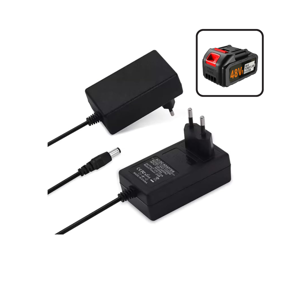 Lithium Ion Battery Charger - 21V | AC-DC Adapter for Drill, Washer Gun, E-Cycle, Power Tools | Fast Charging, LED Indicator | Overload, Overheat & Short Circuit Protection | 100-240V