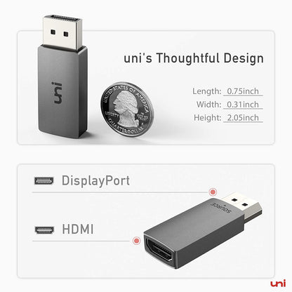 Uni DisplayPort to HDMI adapter, 4K UHD DP to HDMI converter