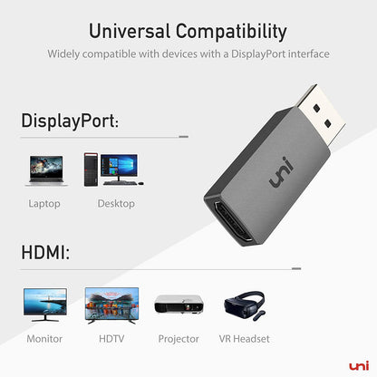 Uni DisplayPort to HDMI adapter, 4K UHD DP to HDMI converter