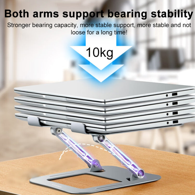 Rotating 360 degrees Adjustable Foldable Desktop Aluminum Alloy Laptop Stand (Silver)