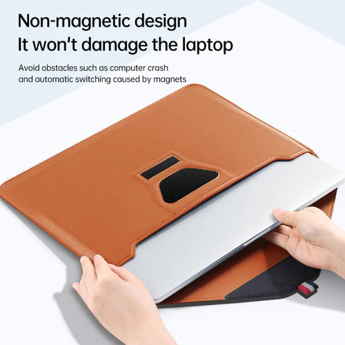 Leather Laptop Sleeve with Case Stand Feature Compatible with MacBook 13 inch 14 inch All Models