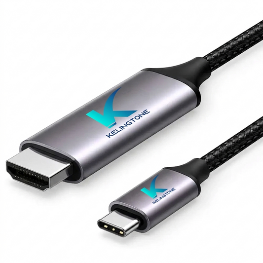 Kelingtone 1.5M USB Type C to HDMI Cable Aluminum Shell Thunderbolt 3, 4K@30Hz Male to Male
