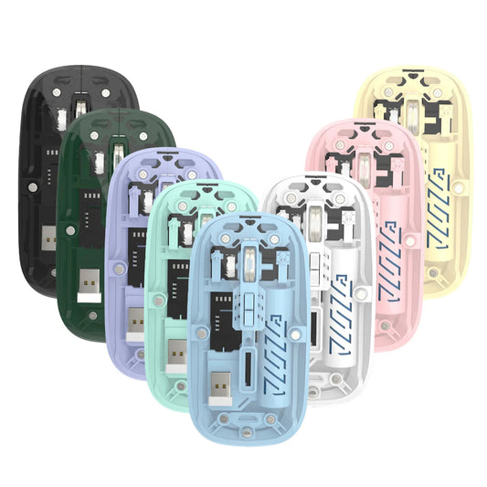 Rechargeable Wireless Mouse, Dual Mode (2.4GHz + BT), Silent Operation, Transparent Body, RGB, Battery Indicator, for Mac | Laptop | Computer | Tablet