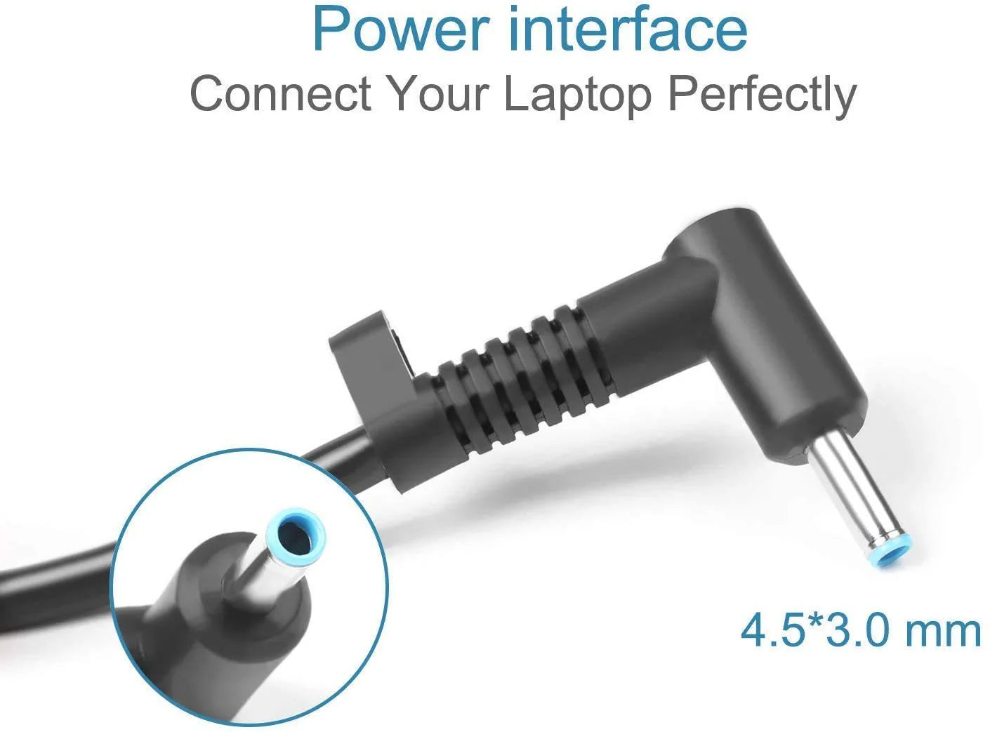 HP 150W Slim Blue Pin Smart 4.5mm AC Adapter With Power Cord- Pin Size: 4.5mm * 2.9mm