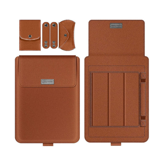 (Tan) Laptop Sleeve with Case Stand Feature, Mouse and Charger case, Compatible with MacBook 13 inch 14 inch All Models