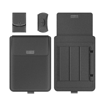 Leather Laptop Sleeve with Case Stand Feature, Mouse and Charger case, Compatible with MacBook 13 inch 14 inch All Models