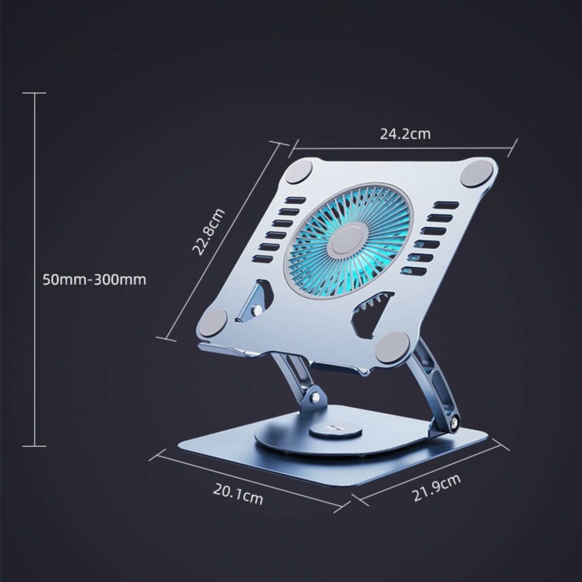 Rotating Dual-purpose Desktop Fan Aluminum Alloy Laptop Stand (Silver)