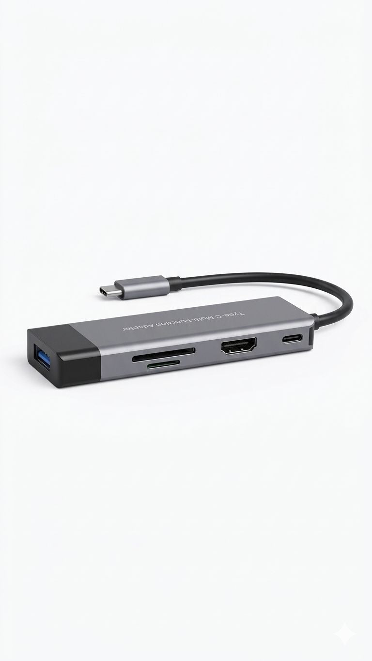 USB Type-C Hub with 1 x HDMI, 1 X CARD READER, 1 X USB C PD PORT and 2 X USB 3.0 PORTS For Macbook, HP, Dell, Lenovo and other models