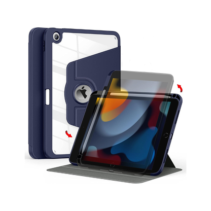 Cover for iPad 9.7 Cover Case, 360 Degree Rotatable Smart Flip Case Cover for Apple iPad 9.7 inch 2018/2017 5th 6th Generation Air 1 Air 2, Transparent Back with Pencil Holder