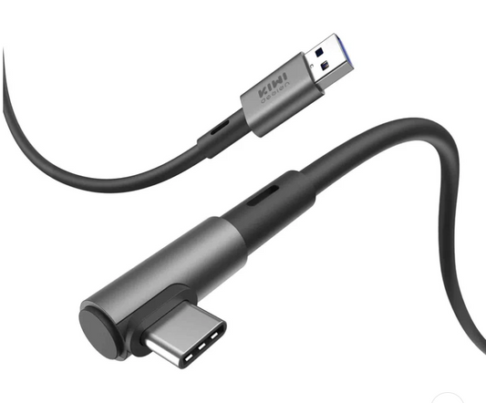 Kiwi Design USB 3.0 to Type-C (L-Type Cable) Cable with Super Speed Upto 5 GBPS (3 Mtrs/10 Ft)- Black