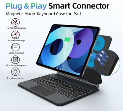 Magic Keyboard Case for iPad Air 11 (M4 2026/ M3 2025/ M2 2024), Air 5th/4th & Pro 11 (4th/3rd/2nd/1st) with Backlit & Touchpad, Floating Keyboard with Smart Pogo Pin Direct Connection Multi-Touch Trackpad Keyboard (NOT for 10th/A16/Pro 11 (M5/M4)