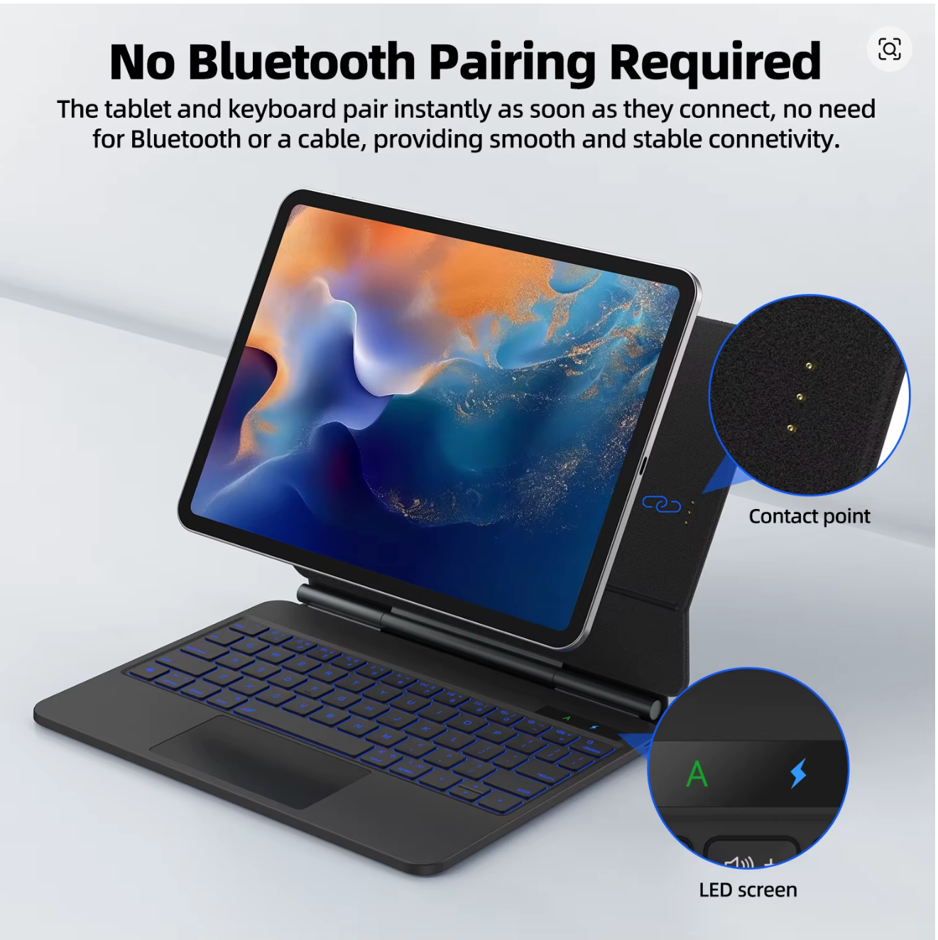 Magic Keyboard Case for iPad Air 11 (M4 2026/ M3 2025/ M2 2024), Air 5th/4th & Pro 11 (4th/3rd/2nd/1st) with Backlit & Touchpad, Floating Keyboard with Smart Pogo Pin Direct Connection Multi-Touch Trackpad Keyboard (NOT for 10th/A16/Pro 11 (M5/M4)