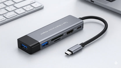 USB Type-C Hub with 1 x HDMI, 1 X CARD READER, 1 X USB C PD PORT and 2 X USB 3.0 PORTS For Macbook, HP, Dell, Lenovo and other models