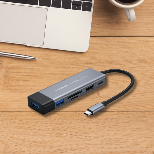 USB Type-C Hub with 1 x HDMI, 1 X CARD READER, 1 X USB C PD PORT and 2 X USB 3.0 PORTS For Macbook, HP, Dell, Lenovo and other models