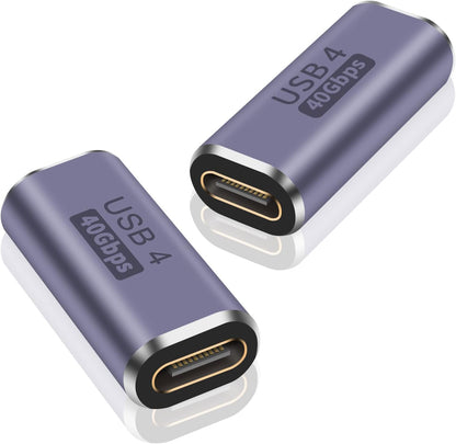 USB C Female to Female Adapter, 40Gbps Data, 100W PD Fast Charge, 8K@60Hz Video, Thunderbolt 4 Type C Coupler Extension for iPhone 17/16/15, Samsung S26/25/24, Mac, iPad, Laptop Tablet,Phone