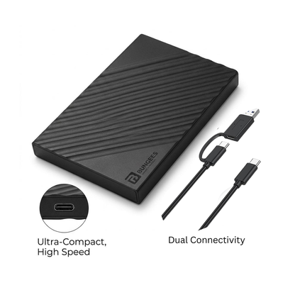 Bungees 1 TB External Hard Disk | Transfer Speed Upto 6 GBPS | Dual connectivity (USB Type-C + USB 3.0)