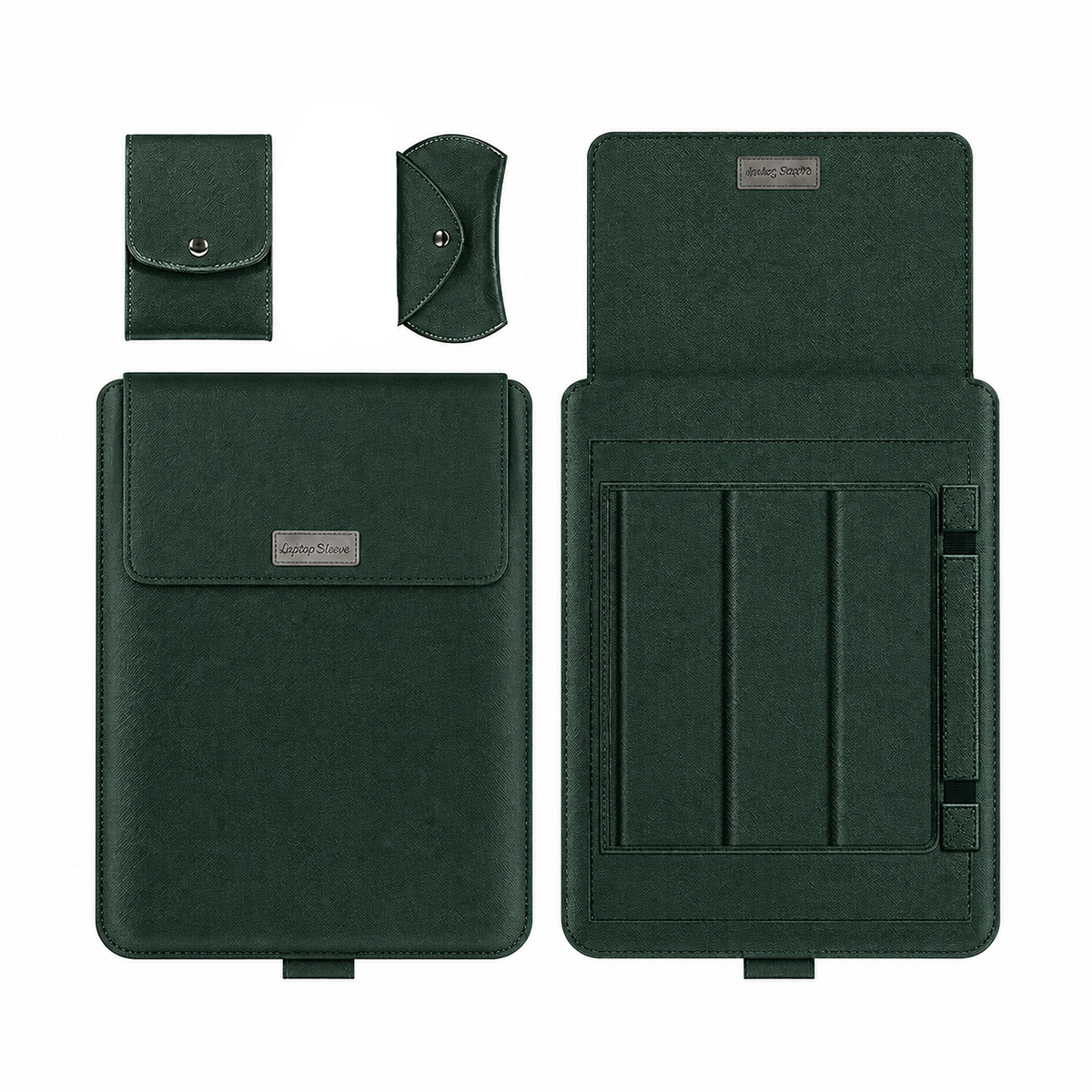 Leather Laptop Sleeve with Case Stand Feature, Mouse and Charger case, Compatible with MacBook 13 inch 14 inch All Models