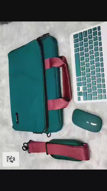 (Green/Pink) Laptop Bag with Sling Compatible with MacBook 13 inch 14 inch All Models