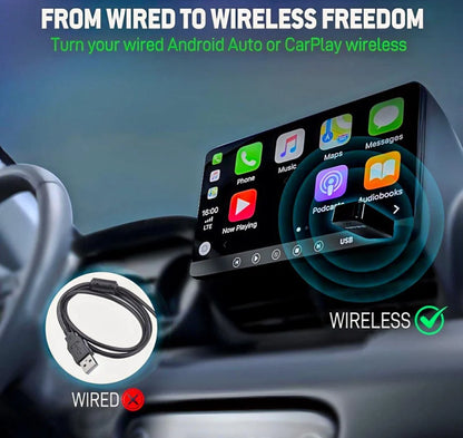 2 in 1 Airlink Wireless CarPlay Adapter | Android Auto Adapter for Car | Convert Wired to Wireless,Bluetooth Connectivity for Cars, OEM Installed Wired Android Auto/CarPlay (Black)