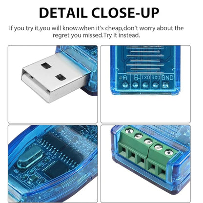 USB to RS-485 Converter Adapter with CH 340/341 Chipset | Supports All Windows Versions | High-Speed RS485 Port | Max Distance 4000ft (1200m)