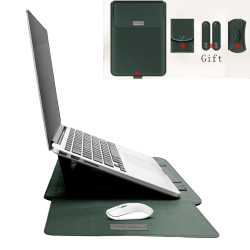 (Tan) Laptop Leather sleeve with Case Stand Feature, Mouse and Charger case, Compatible with MacBook 13 inch 14 inch All Models