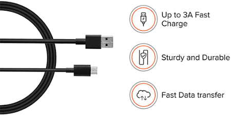 Type-C 65W PD Fast Charging Cable for Xiaomi MI Smartphones, Tablets & All Type C Devices, 480Mbps Data Transfer, Quick Charge 3.0 Compatible (Black)