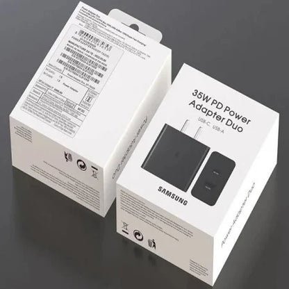 Samsung Imported 35W Power Dual Port Adapter USB-C & USB-A Super Fast Charger Compatible with Galaxy S23/S23 Ultra,S22,S21,S21 Fe 5G,Z Fold 5/4/3,Flip 5/4/3