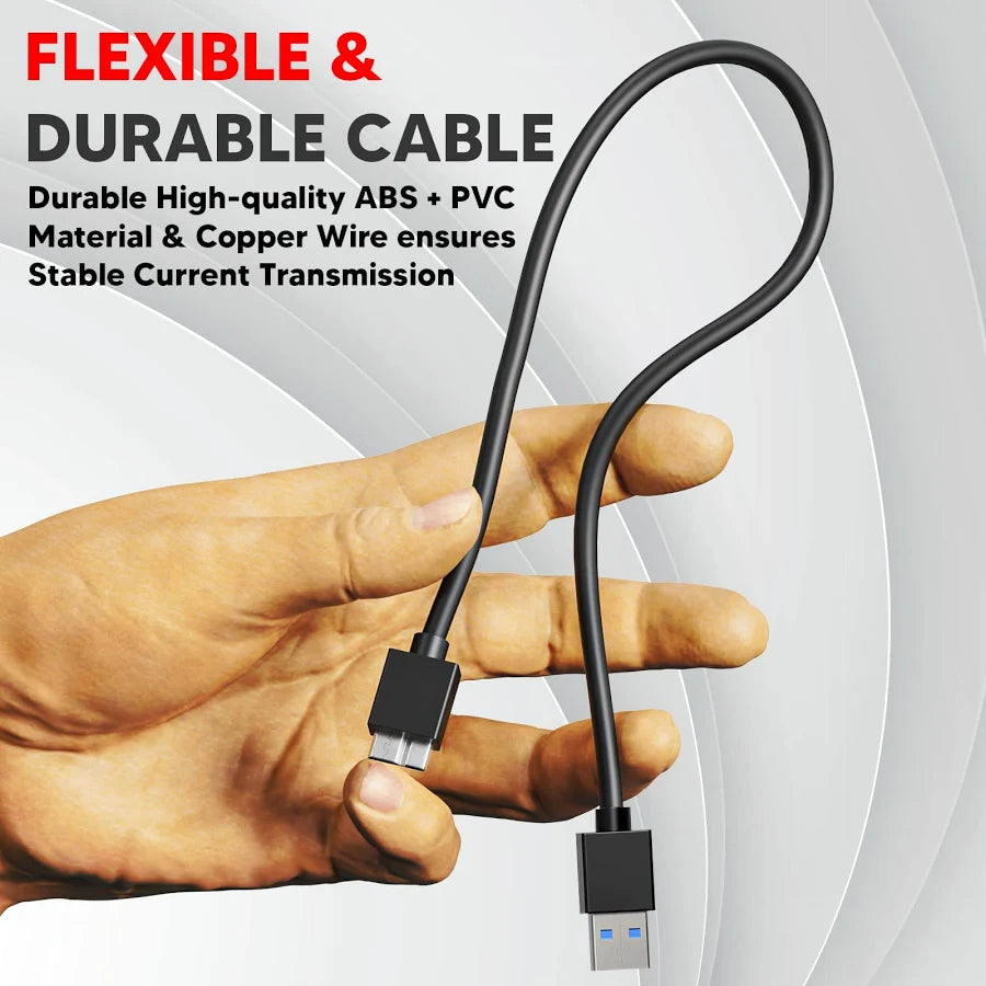 USB 3.0 High Speed Portable External Hard Disk Cable | Speed Upto 5 Gbps | Compatible with WD, Segate, Toshiba, Lacie | Length : 30 Cm / 1 Ft