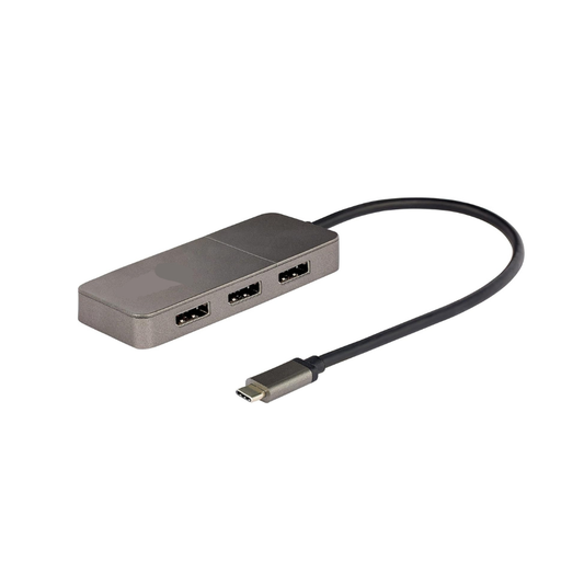 Original 3-Port USB-C Multi-Monitor Adapter, USB Type-C to 3x DisplayPort 1.4 MST Hub, Triple 4K 60Hz DP Laptop Display Extender / Splitter, HDR, Extra-Long Built-In Cable, Windows