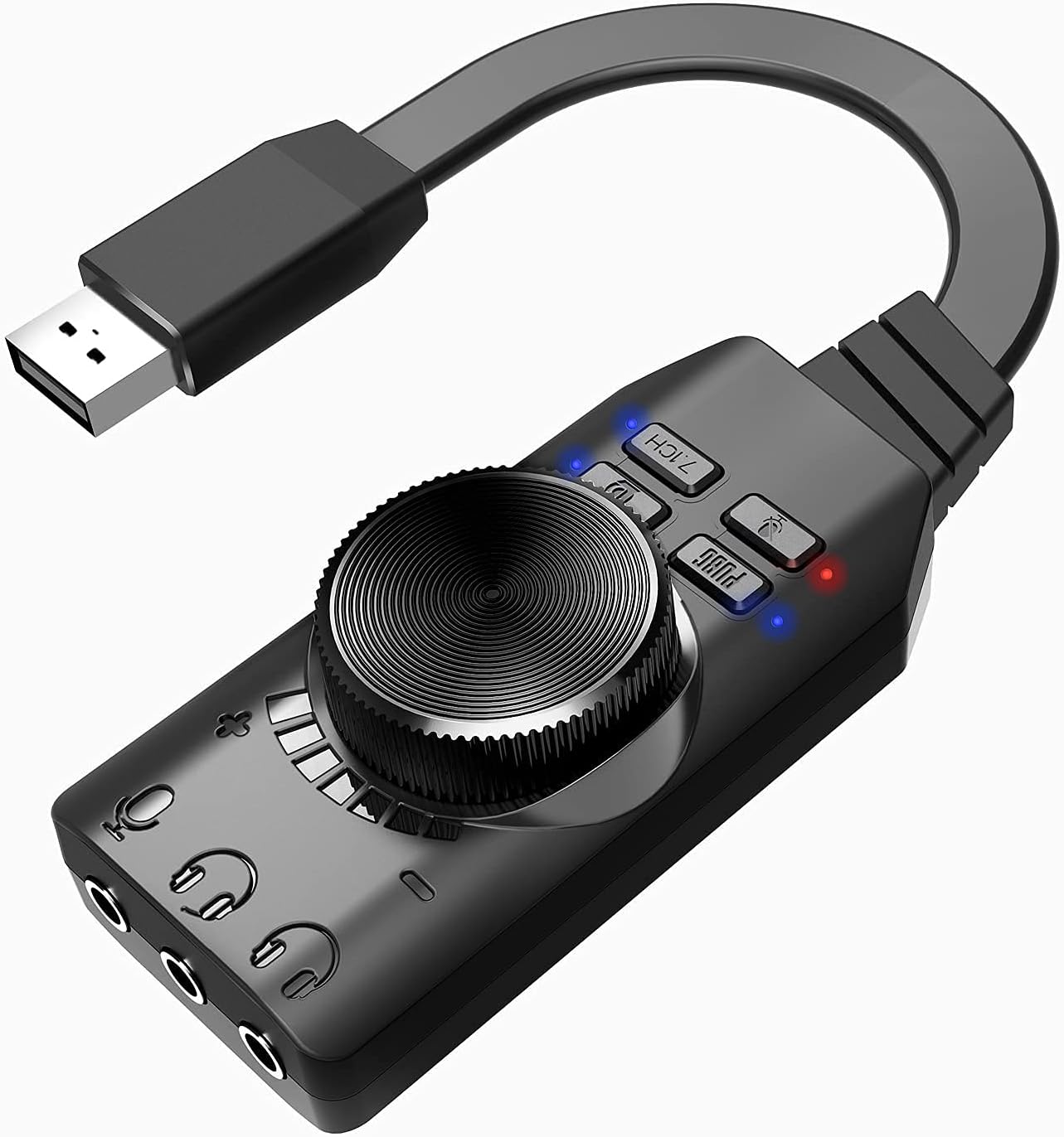 GS3 Mark II Virtual 7.1 Channel USB Sound Card Adapter, Microphone and 3.5mm Dual Headphone Audio Jack Stereo Sound Card Converter, Including PUBG and League of Legends Sound Effects